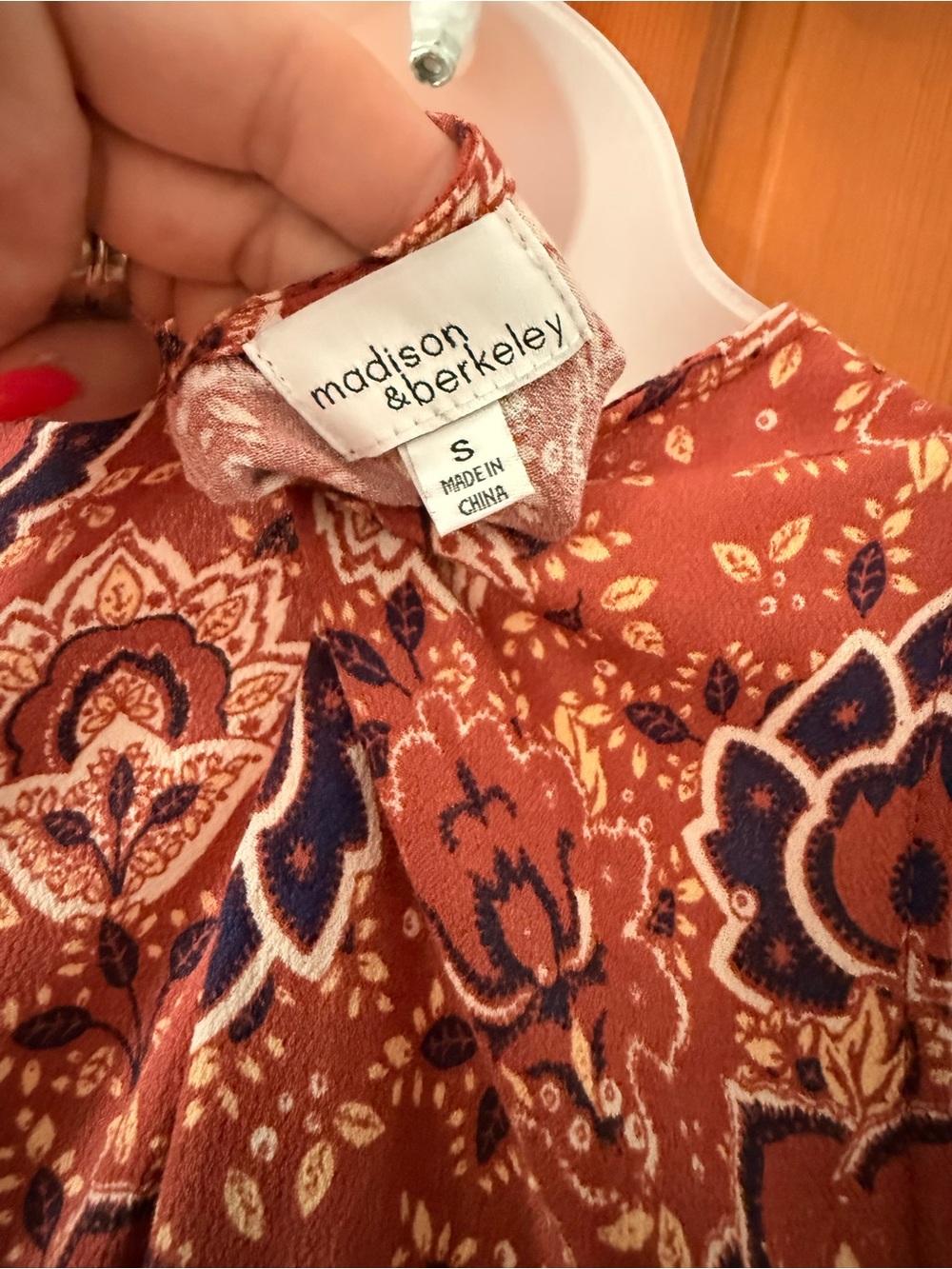 Madison & Berkeley Rust Floral Tiered Button Sundress - Picture 3 of 4